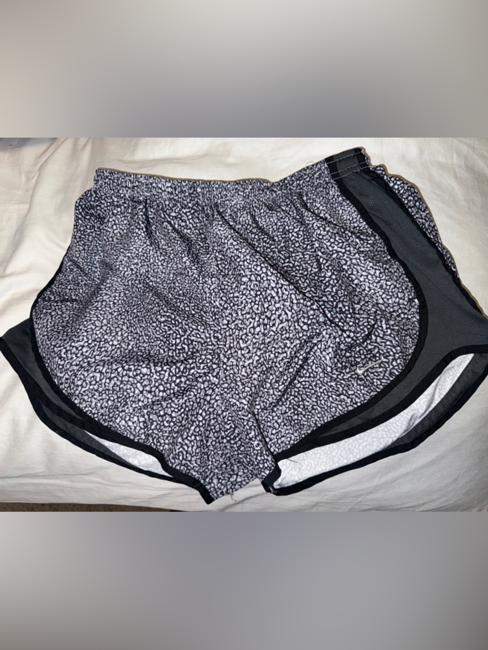 Nike Women's Black and White Printed Athletic Shorts